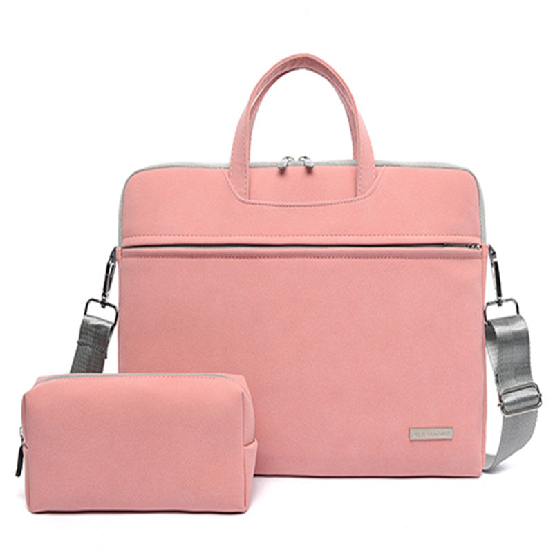Premium PU Leather Laptop Bag - 13.3" 14" 15.6" MacBook Briefcase with Shoulder Strap