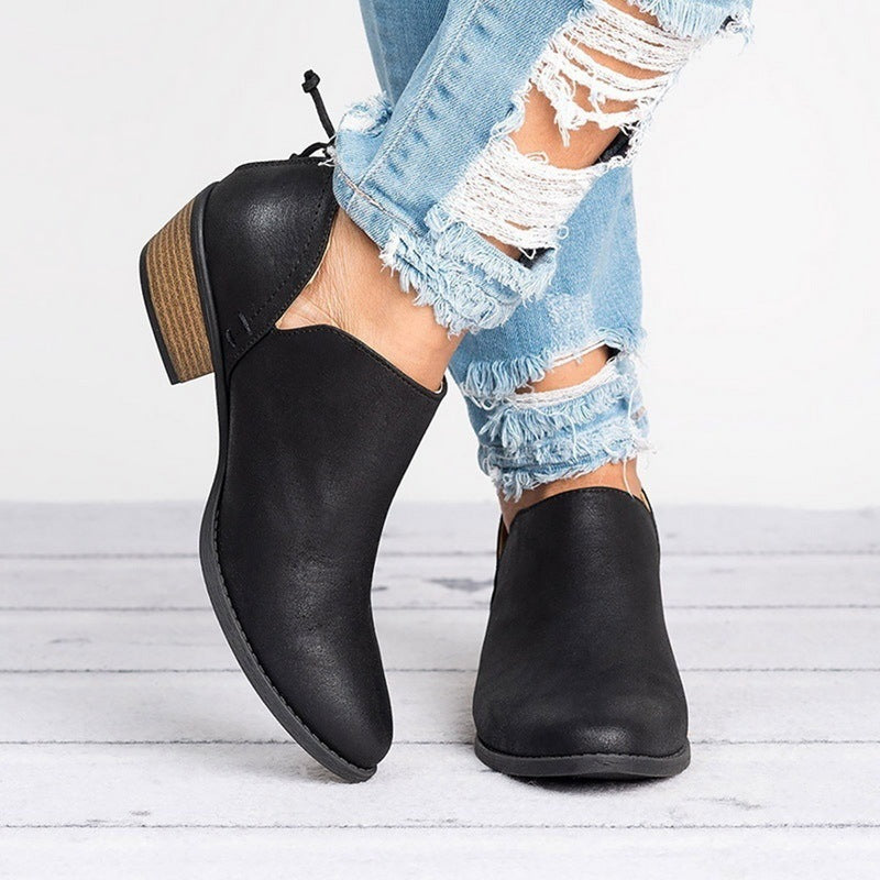 Women's Retro High Heel Ankle Boots - Autumn Fashion Shoes
