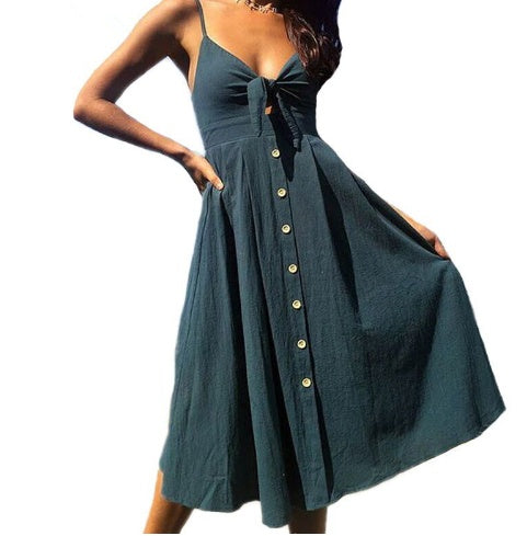 Elegant Sleeveless Summer Dress - Backless