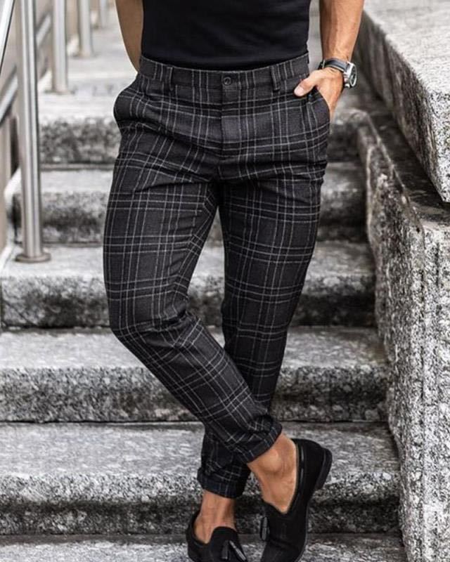 Men's Plaid Print Casual Pants - Loose Fit Comfortable Trousers