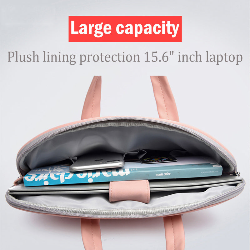 Premium PU Leather Laptop Bag - 13.3" 14" 15.6" MacBook Briefcase with Shoulder Strap