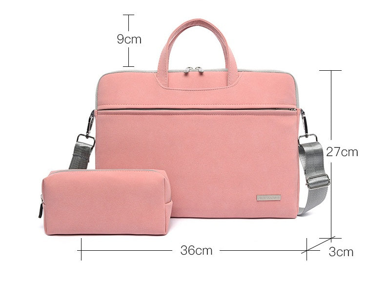 Premium PU Leather Laptop Bag - 13.3" 14" 15.6" MacBook Briefcase with Shoulder Strap