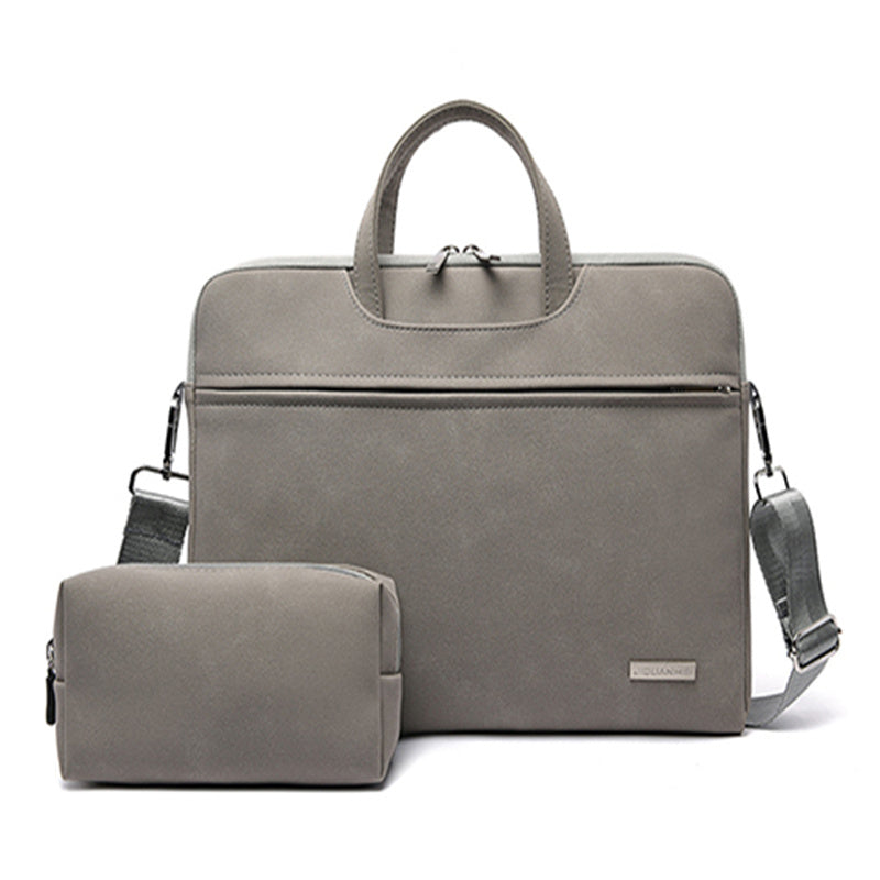 Premium PU Leather Laptop Bag - 13.3" 14" 15.6" MacBook Briefcase with Shoulder Strap