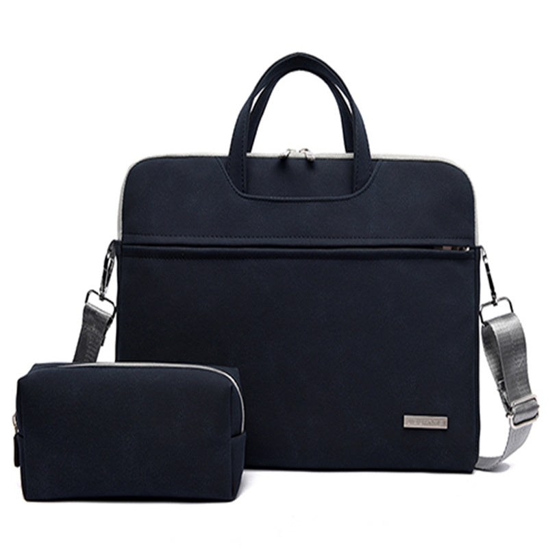 Premium PU Leather Laptop Bag - 13.3" 14" 15.6" MacBook Briefcase with Shoulder Strap