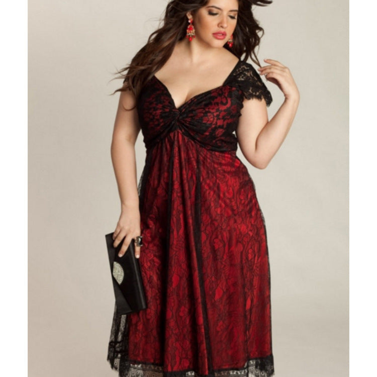 Gothic Lace Dress - Plus Size Black Elegant Evening Dress