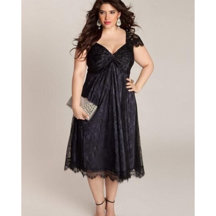 Gothic Lace Dress - Plus Size Black Elegant Evening Dress