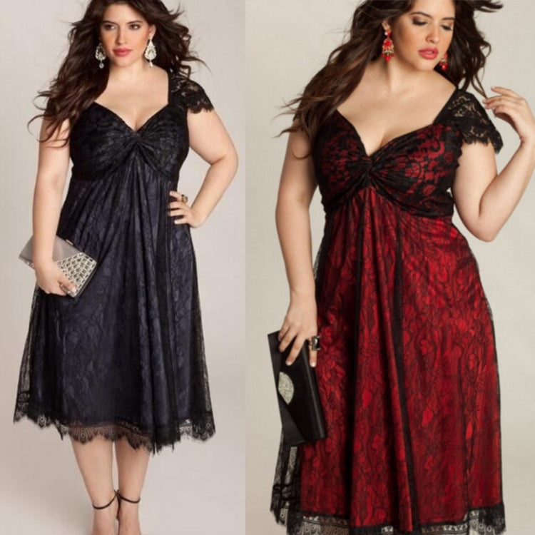 Gothic Lace Dress - Plus Size Black Elegant Evening Dress