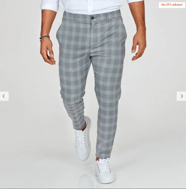 Men's Plaid Print Casual Pants - Loose Fit Comfortable Trousers