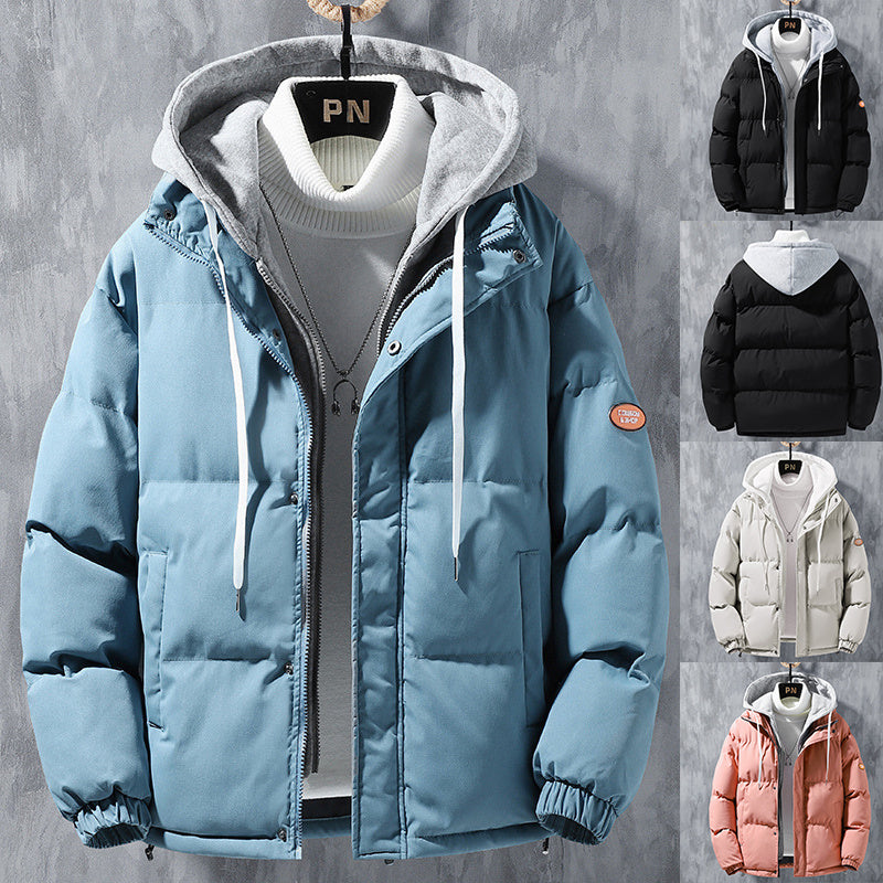 Men's Winter Hooded Jacket - Windproof Thickened Cotton Coat