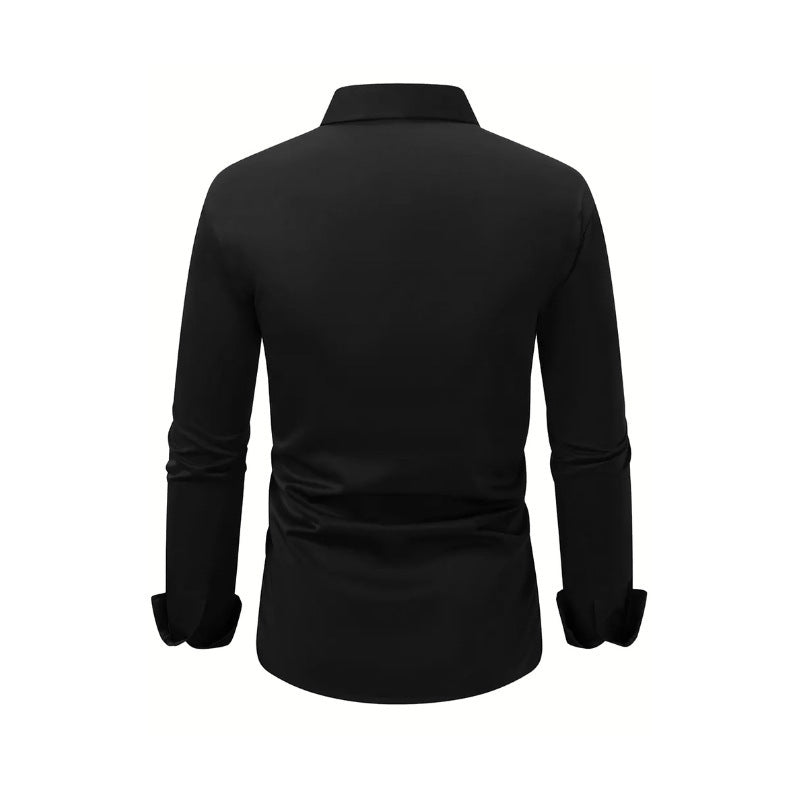 Men's Business Button-Down Shirt - Long Sleeve Solid Color
