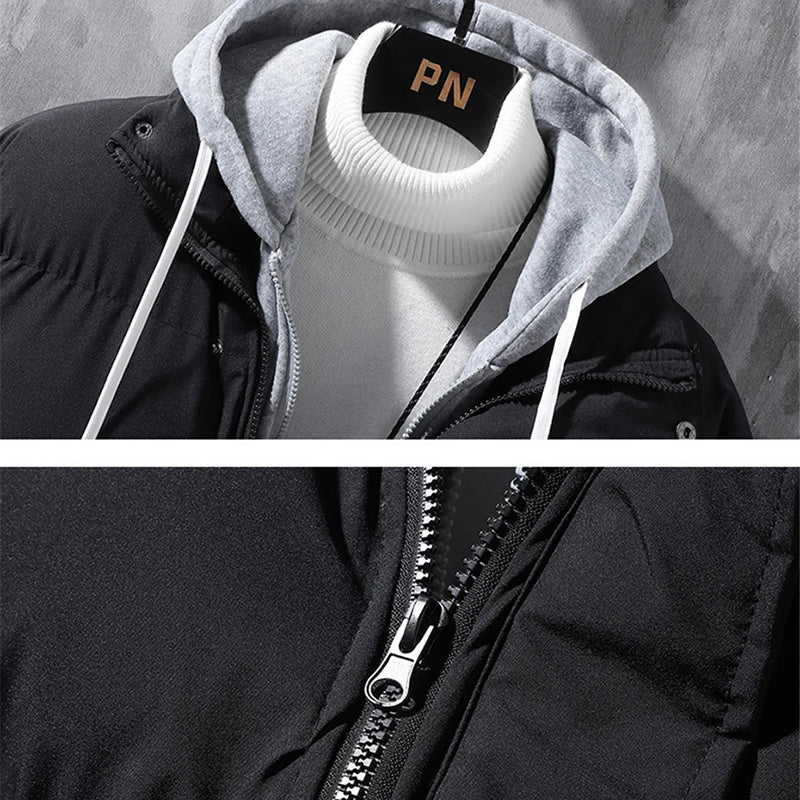 Men's Winter Hooded Jacket - Windproof Thickened Cotton Coat