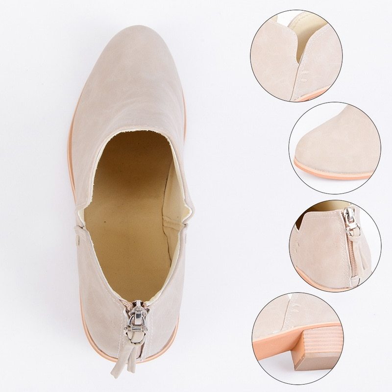 Women's Retro High Heel Ankle Boots - Autumn Fashion Shoes
