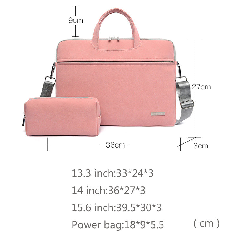 Premium PU Leather Laptop Bag - 13.3" 14" 15.6" MacBook Briefcase with Shoulder Strap