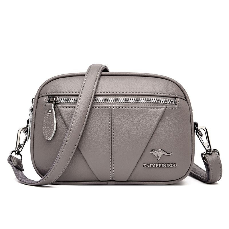 Premium Cowhide Leather Crossbody Bag - Small Round Shoulder Purse