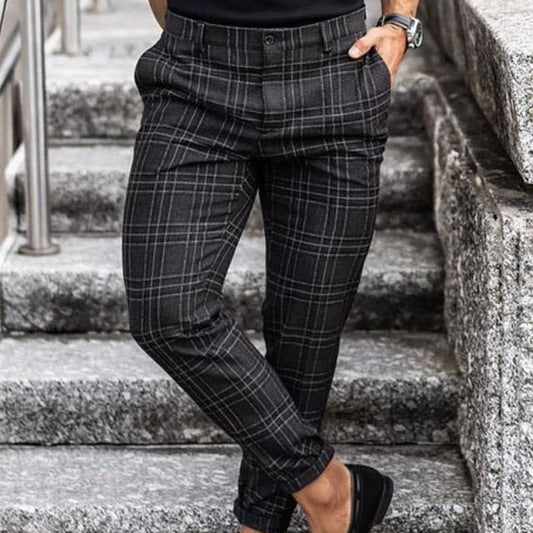 Men's Plaid Print Casual Pants - Loose Fit Comfortable Trousers